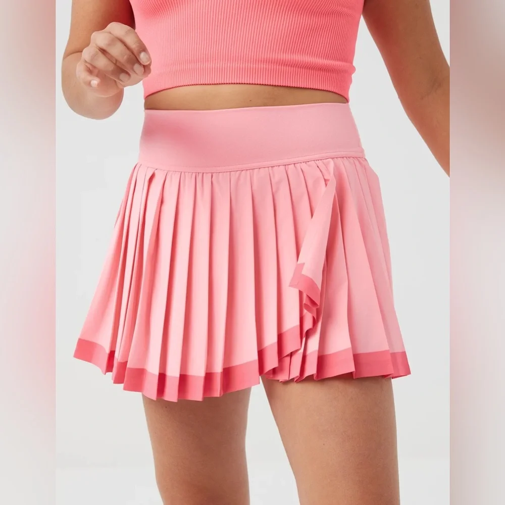 OFFLINE By Aerie Pink Tint High Rose Tiebreaker Pleated Mini Tennis Skort - Picture 1 of 11